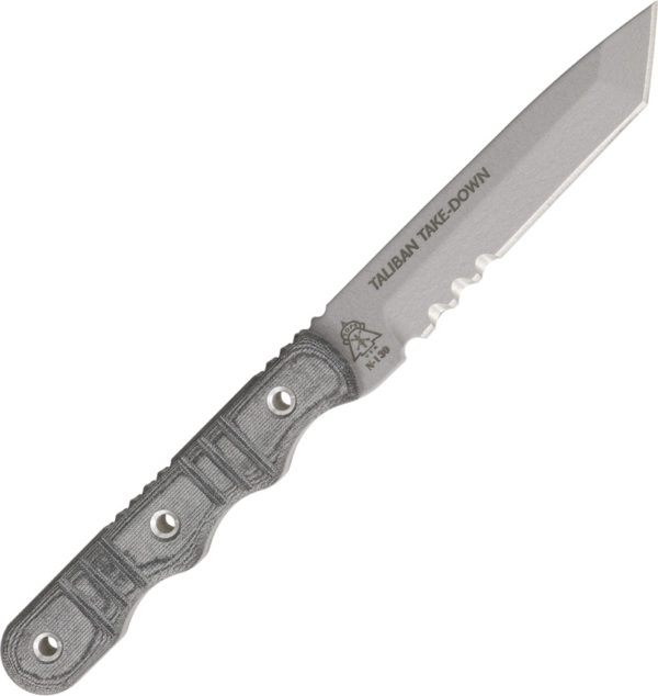 TOPS Knives Taliban Take Down, TPTTD01, TOPS Knives Taliban Take Down Tanto Point Micarta Gray Knife (Gray Stonewash) TPTTD01