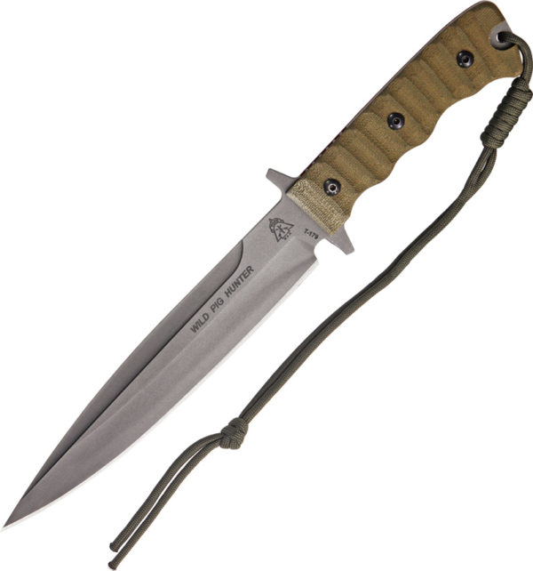 TOPS Knives Wild Pig, TPWPH07, TOPS Knives Wild Pig Spear Point Miarta Tan Knife (Gray Stonewash) TPWPH07