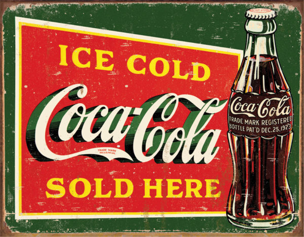 Tin Signs Coke Ice Cold Green