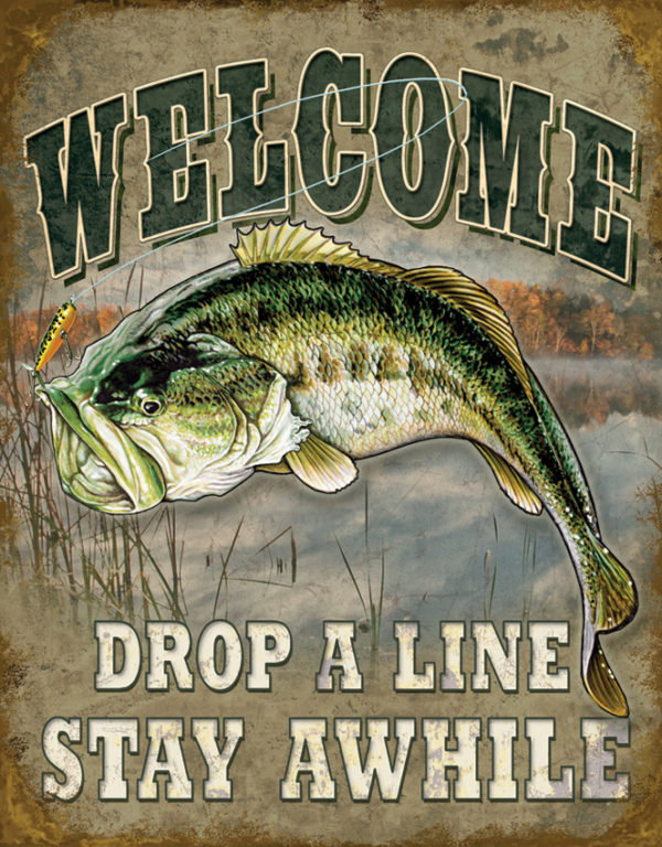 Tin Signs Welcome Bass Fishing