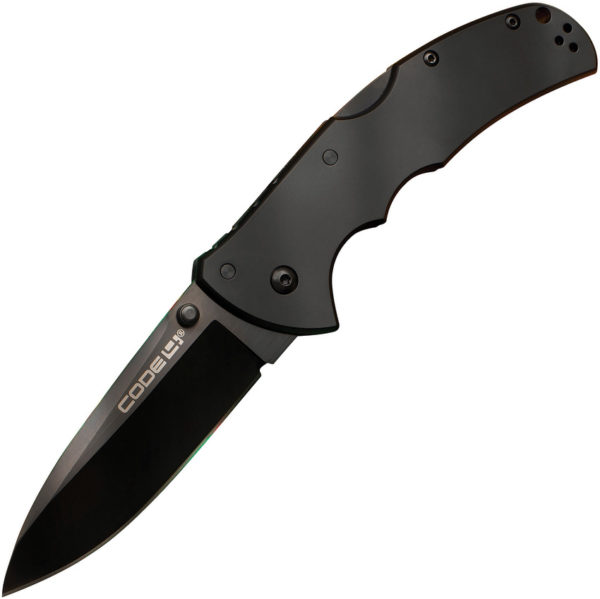 Cold Steel Code-4, CS 58PASB, Cold Steel Code-4 Spear Point Aluminum Black Knife (Black Stonewash) CS 58PASB