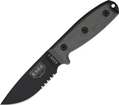 ESEE 3 Black Partially Serrated + Sheath (3.75″)