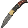 Damascus Lockback Wood and Horn (2.75")