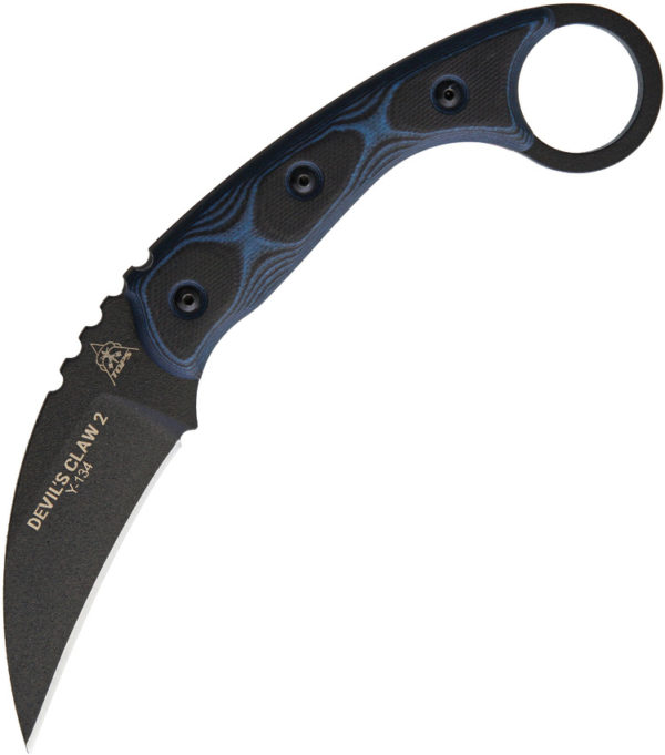 TOPS Knives Devil's Claw 2, TPDEVCL02, TOPS Knives Devil's Claw 2 Hawkbill Point G10 Black/Blue Knife (Black Stonewash) TPDEVCL02