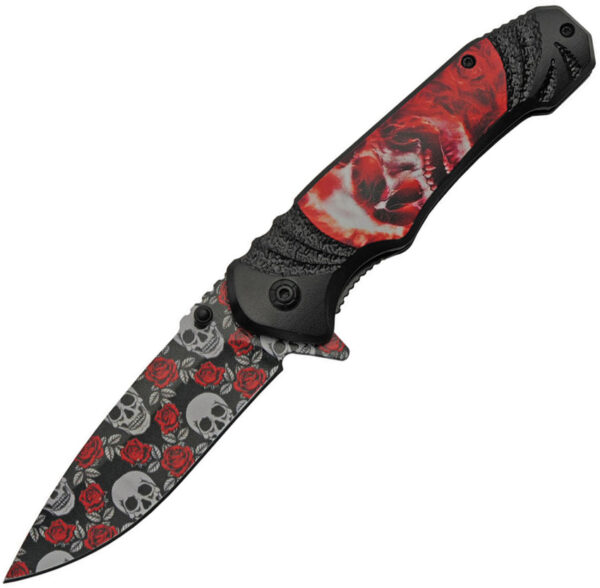 China Made Rose Skull Linerlock (3.5")