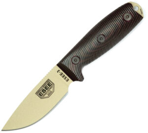 ESEE 3 Black & Red 3D machined G10 Handle (3.88″, Desert Tan)