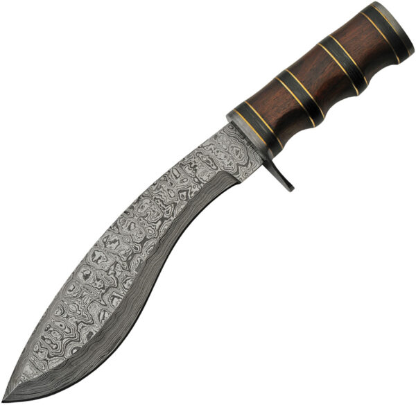 Damascus Kukri Bowie Rosewood (8")