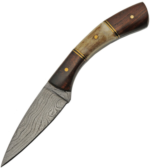 Damascus Curved Stag Skinner (3")