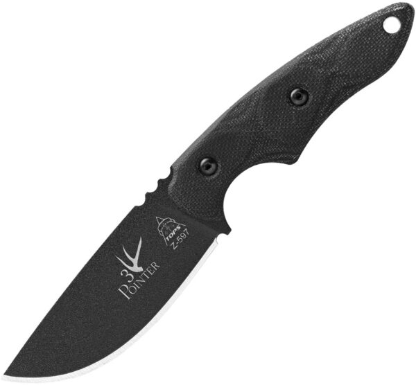 TOPS Knives 3 Pointer, TP3PR01, TOPS Knives 3 Pointer Drop Point Micarta Black Knife (Black Stonewash) TP3PR01