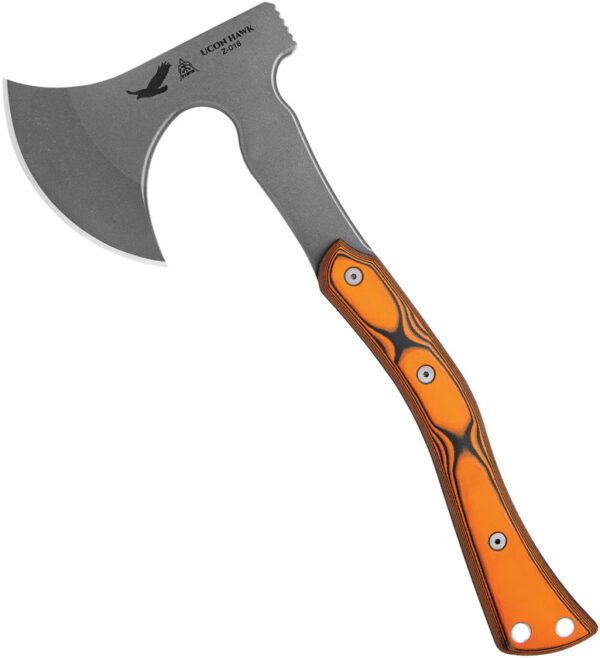 TOPS Ucon Hawk 15.5" Hatchet, TPUHK01, TOPS Ucon Hawk 15.5" Hatchet G10/Micarta Black/Orange Knife (Gray Stonewash) TPUHK01
