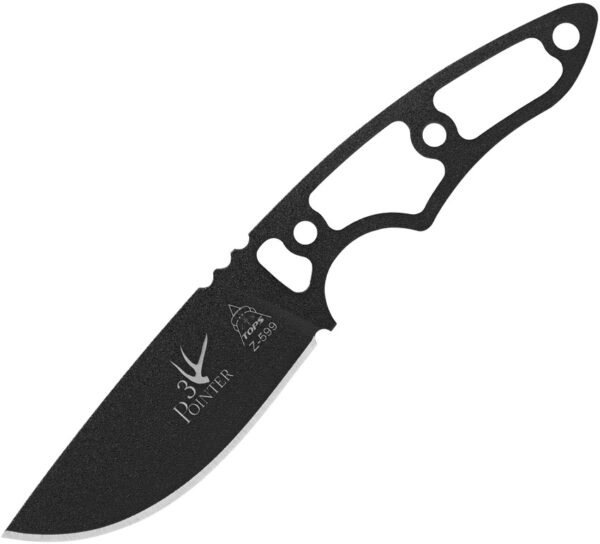TOPS Knives 3 Pointer, TP3PR03, TOPS Knives 3 Pointer Drop Point Steel Black Knife (Black Stonewash) TP3PR03