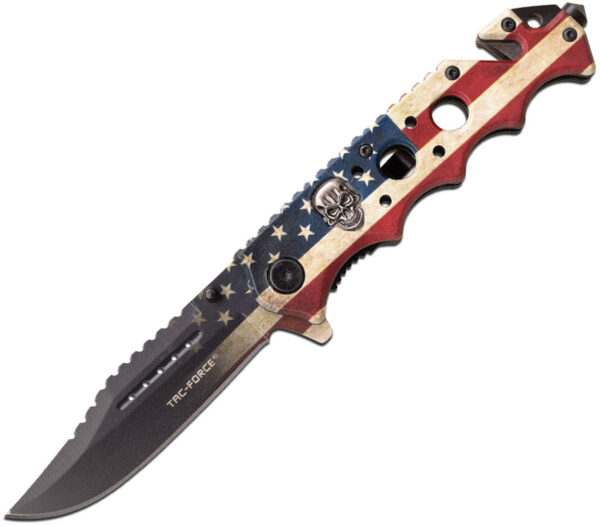 Tac Force Flag/Skull Linerlock A/O (3.63")