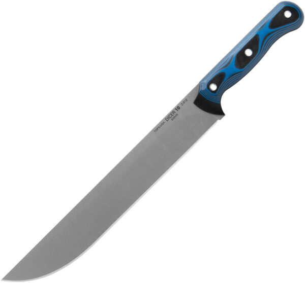TOPS Knives Dicer 10 Slicer, TPDCR1001, TOPS Knives Dicer 10 Slicer Drop Point G10 Blue/Black Knife (Gray Stonewash) TPDCR1001
