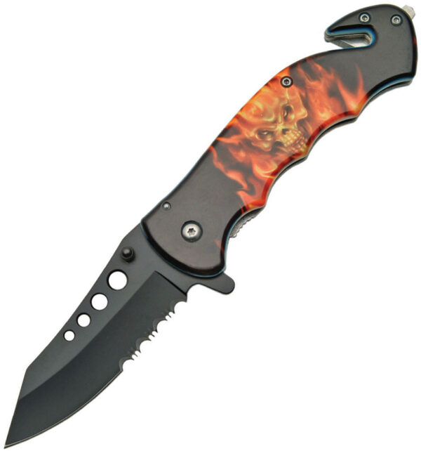Rite Edge Flaming Skull Linerlock A/O (3.5")