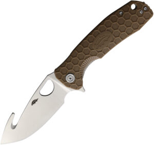 Honey Badger Knives Large Hook Linerlock Tan (3.75″)