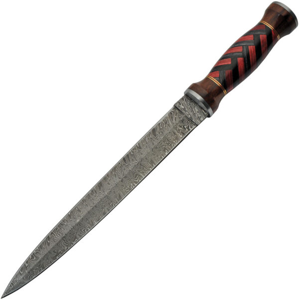 Damascus Fixed Blade Red/Black (12.25")