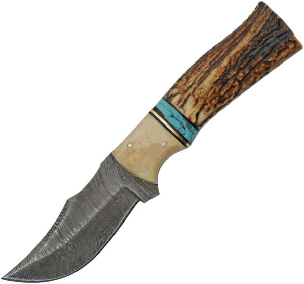 Damascus Stag and Turquoise Skinner (3.5")