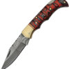 Damascus Red and Black Lockback (3")