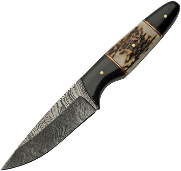 Damascus Fixed Blade Buffalo/Stag (4.5")