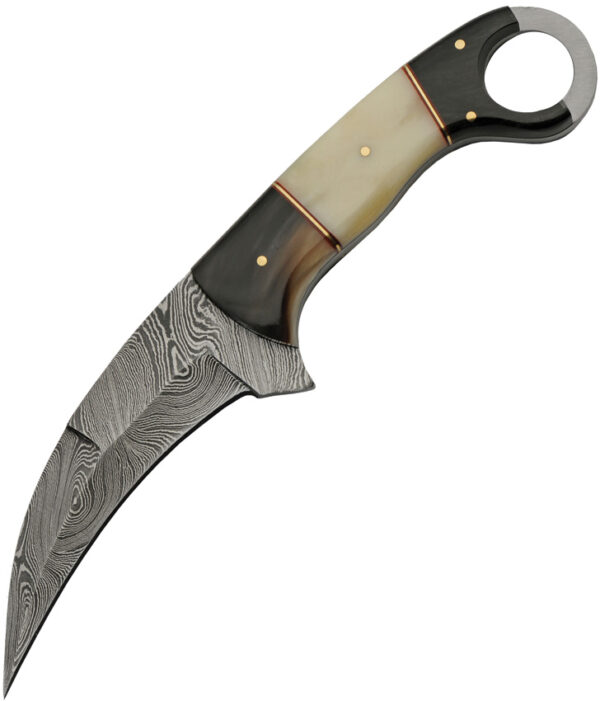 Damascus Karambit Horn/Bone (4.25")