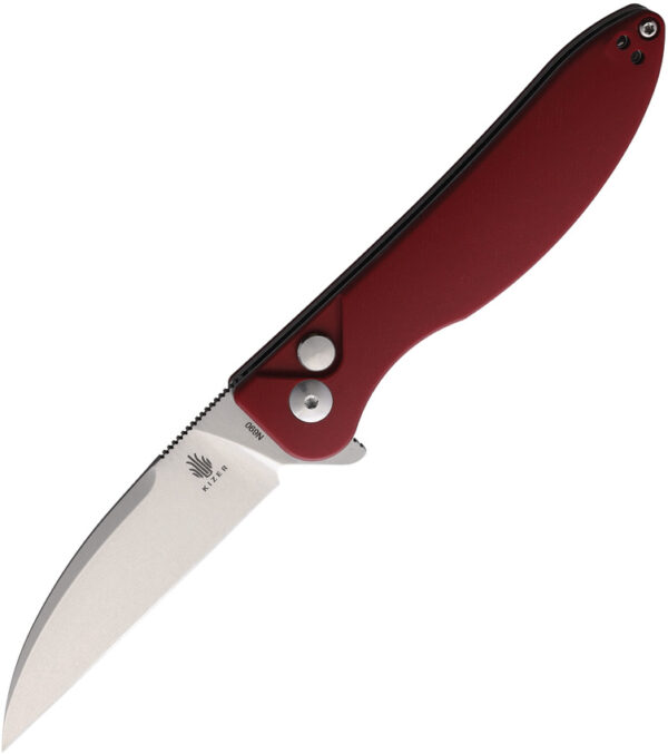 Kizer Cutlery Sway Back Button Lock Red (3")