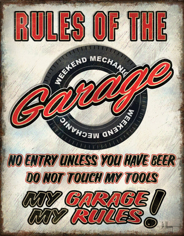 Tin Signs Rules Of Garage Sign