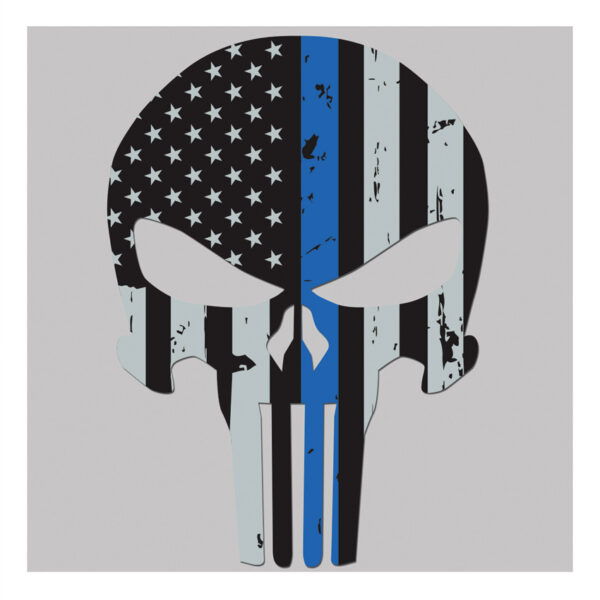 United States Tactical Sticker Thin Blue Line Skull