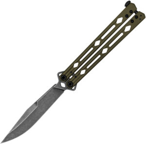 Kershaw Lucha OD Green Butterfly Knife (4.63″ Black Stonewash)