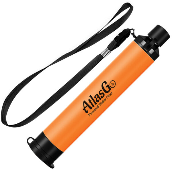 AtlasGo Water Filter Straw Orange