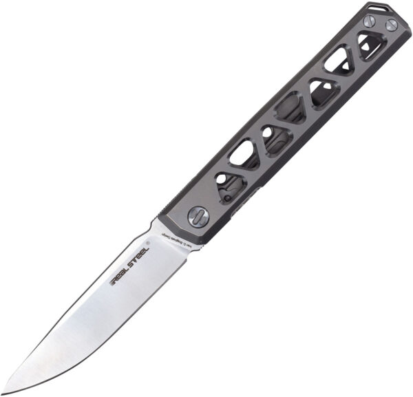 Real Steel Burns , Real Steel Burns Framelock Knife, Real Steel Burns Framelock Knife Gray (3.5")