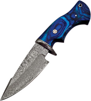 FH Knives Fixed Blade Damascus Blue (5″)