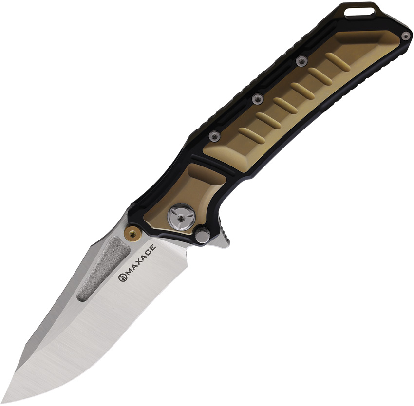 Maxace Hephaestus Frame Lock Knife Black/Gold Titanium (4.25")