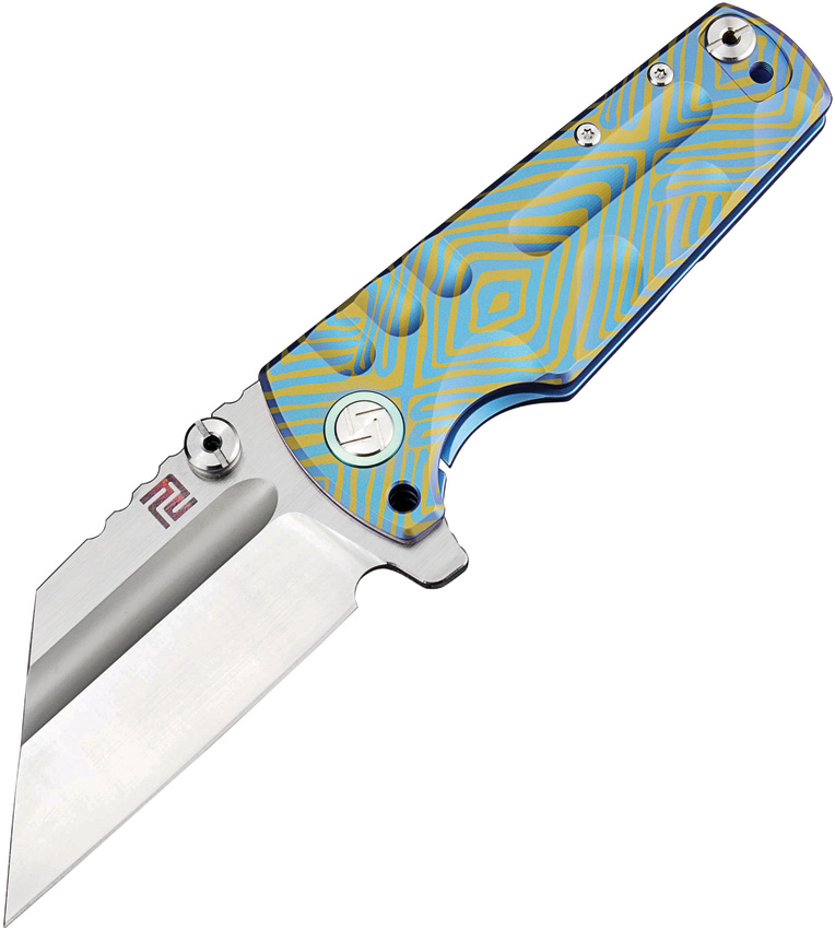 Artisan Proponent Knife Blue/Gold S35VN (4") for sale