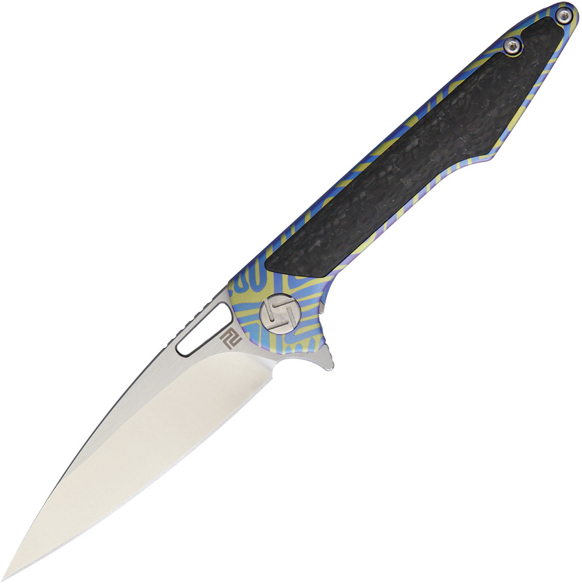 Artisan Small Archaeo Knife Blue/Gold M390 (3")