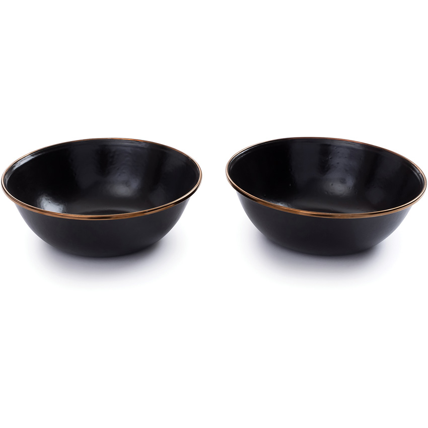 Barebones Living Enamel Bowl Set Charcoal