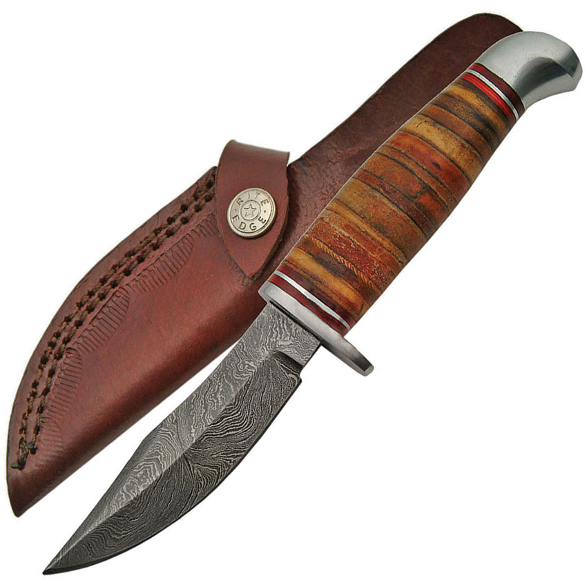 Damascus Stacked Leather Skinner (3.5")