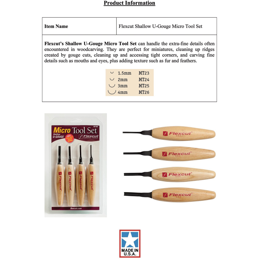 Flexcut Shallow U-Gouge Micro Tool Set (1.75") Flexcut Shallow U-Gouge Micro Tool Set (1.75")