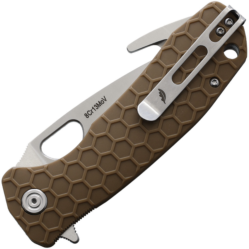 Honey Badger Knives Large Hook Linerlock Tan (3.75") Honey Badger Knives Large Hook Linerlock Tan (3.75")