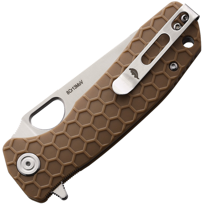 Honey Badger Knives Medium Leaf Linerlock Tan (3.25")