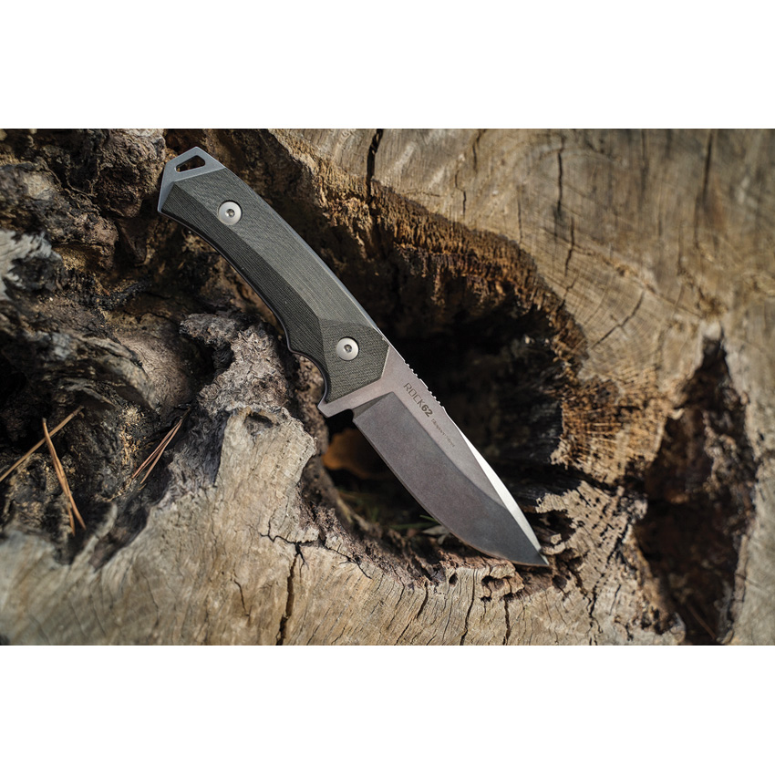 WOOX Rock 62 , WOOX Rock 62 Fixed Blade Black, WOOX Rock 62 Fixed Blade Black Micarta (4.25")