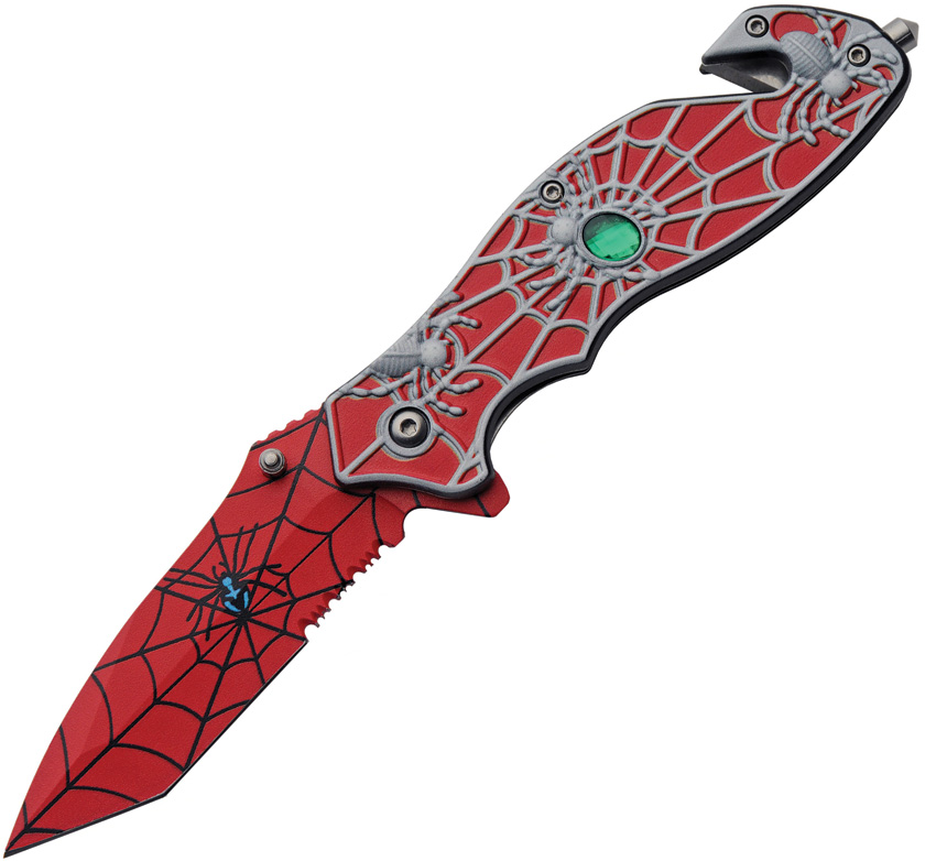 China Made Spider Web Linerlock A/O Red (3.75")