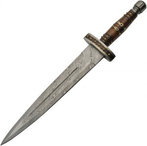Damascus Short Sword Wood/Brass (12″)