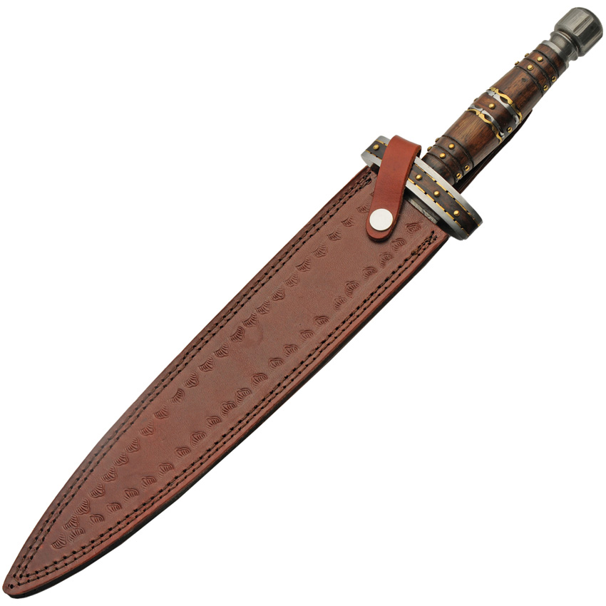 Damascus Short Sword Wood/Brass (12")