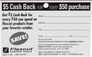 Flexcut Cash Back Rebate Pad
