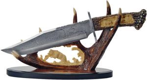 China Made Bowie Knife w Display Bear