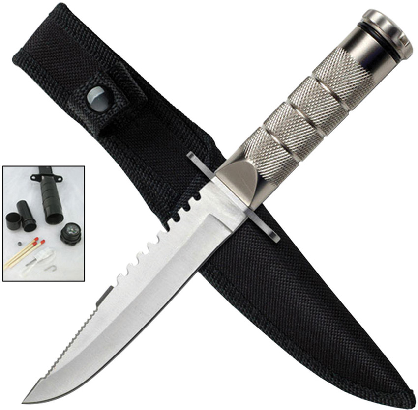 ElitEdge Survival Fixed Blade Silver ElitEdge Survival Fixed Blade Silver