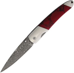 Santa Fe Stoneworks Damascus Linerlock Blood Stone
