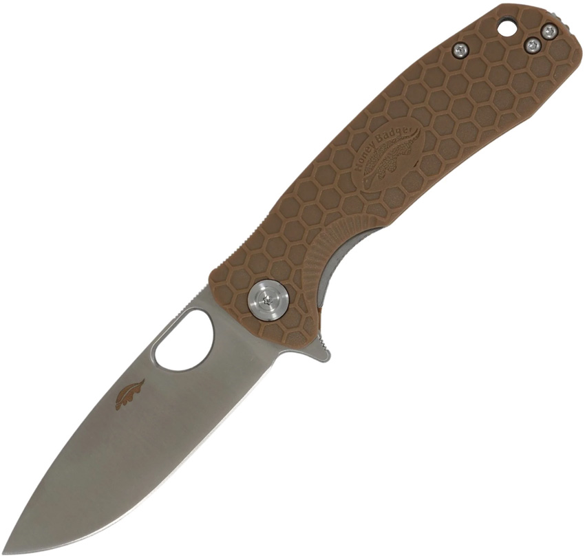 Honey Badger Knives Large Linerlock DP Tan D2 (3.63") Honey Badger Knives Large Linerlock DP Tan D2 (3.63")