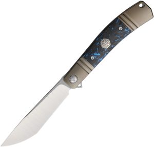 Rike Knife Framelock Bronze Blue CF (3.25″)