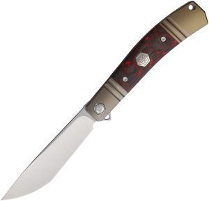 Rike Knife Framelock Bronze Red CF (3.25″)